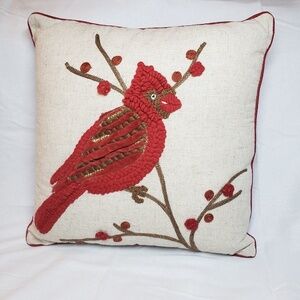 cardinal christmas pillow